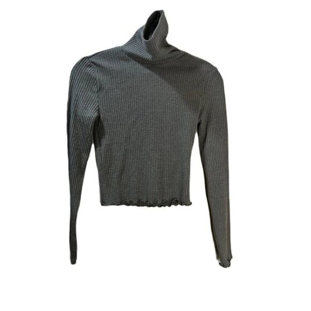 Forever 21 Lettuce-Edge Long-Sleeve Cropped Top Small‎